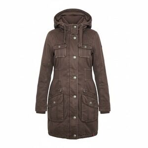 ESPRIT edc Women Brown Hooded Utility Field Jacket Coat Quilted Lining Size M